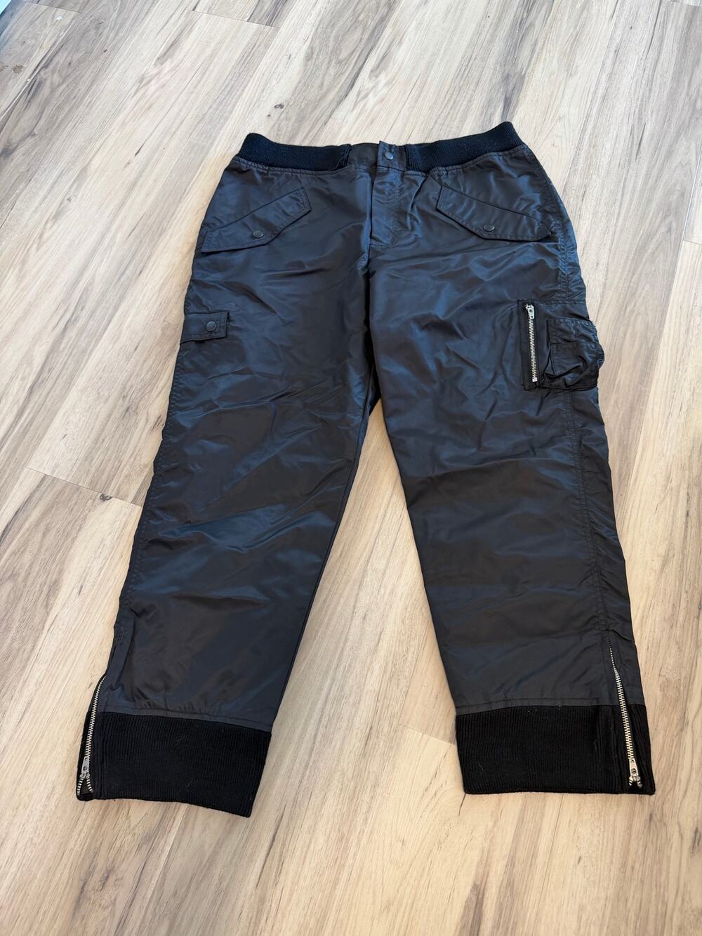 Women's Large Marc Jacobs Nylon Black Cargo Pants Joggers Zipper Detail